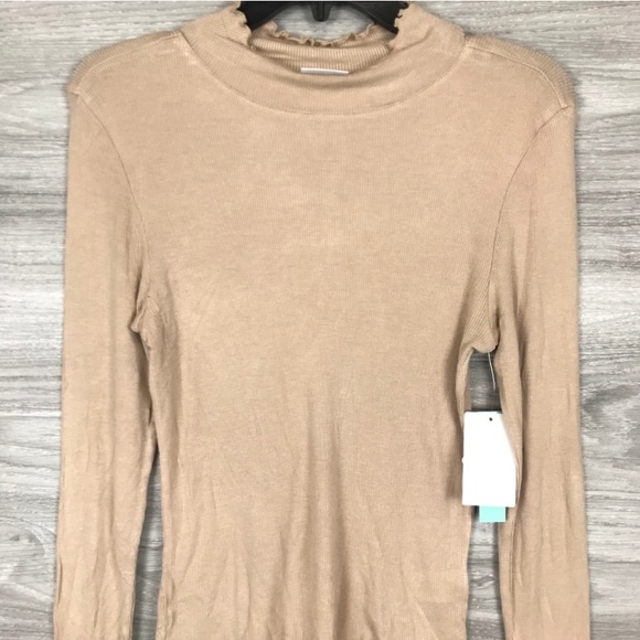 Abound Ribbed Lettuce Edge Mock Neck Top - Picture 3 of 6